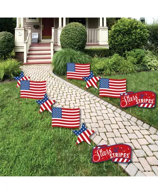 Stars & Stripes - Lawn Decor - Outdoor Usa Patriotic Party Yard Decor - 10 Pc