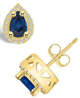 Macy's Sapphire ( Ct. t.w.) and Diamond (/ Halo Stud Earrings