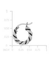 Giani Bernini Oxidized Twist Tube Small Hoop Earrings in Sterling Silver, 15mm , Created for Macy's