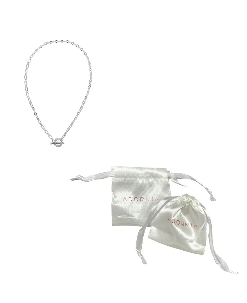 Adornia Plated Crystal Clover Toggle Necklace