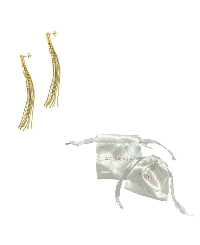 Adornia 14K Gold-Tone Plated Fringe Chain and Crystal Tassel Earrings