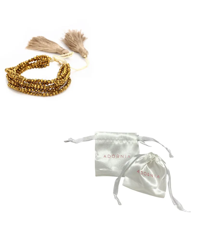 Adornia Gold-Tone Bead Multi Strand Bracelet Adjustable Tassel Ends Bracelet