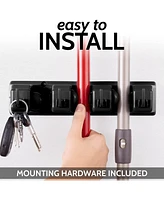 Mop and Broom Organizer Wall Mount - Easy to Install Holder for Storing Cleaning Supplies 3 Slots