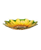 Evergreen 18" Hand Painted and Embossed Shaped Bird Bath, Sunflower