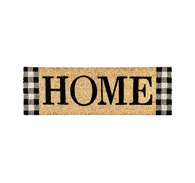 Evergreen Home Plaid Kensington Indoor Outdoor Coir Interchangeable Doormat 9.25 x 28 Beige