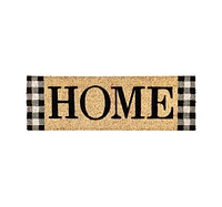 Evergreen Home Plaid Kensington Indoor Outdoor Coir Interchangeable Doormat 9.25 x 28 Beige