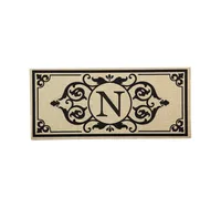 Evergreen Cambridge Chic Letter N Monogram Burlap Sassafras Indoor Outdoor Switch Doormat1'10"x10"Brown