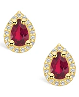 Macy's Ruby (1 Ct. t.w.) and Diamond (1/ Halo Stud Earrings