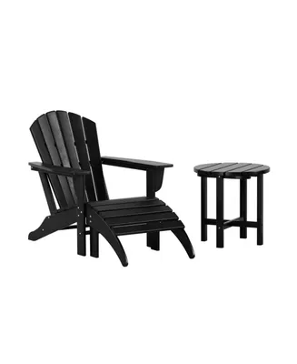 WestinTrends Outdoor Adirondack Chair with Ottoman Side Table Set