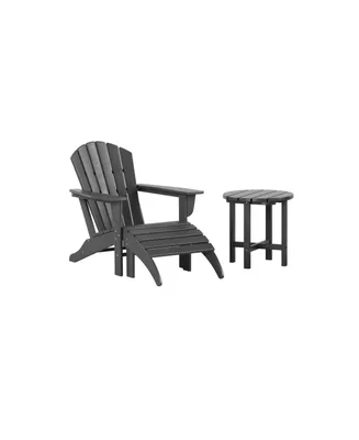 WestinTrends Outdoor Adirondack Chair with Ottoman Side Table Set