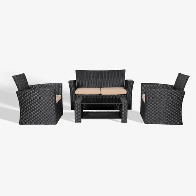 WestinTrends 4-Piece Modern Patio Conversation Sofa Set with Cushions