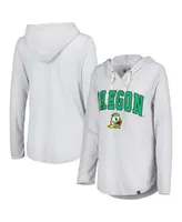 Women's Colosseum Heathered Gray Oregon Ducks Core Cora Campus Hoodie Long Sleeve T-shirt