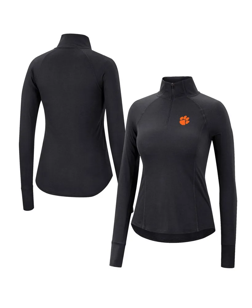 Women's Colosseum Black Clemson Tigers Core Quinn Raglan Quarter-Zip Top