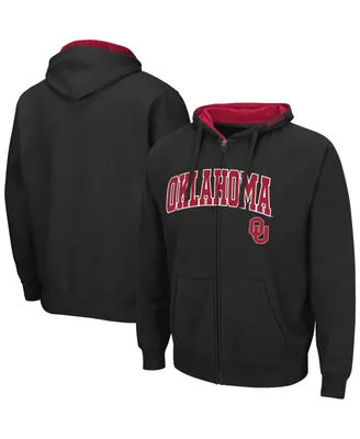 Men's Colosseum Black Oklahoma Sooners Arch & Team Logo 3.0 Full-Zip Hoodie