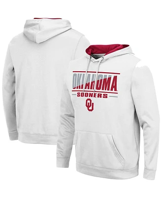 Men's Colosseum White Oklahoma Sooners Slash Stack 2.0 Pullover Hoodie