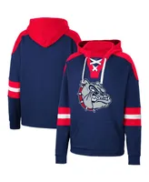 Men's Colosseum Navy Gonzaga Bulldogs Lace-Up 4.0 Pullover Hoodie