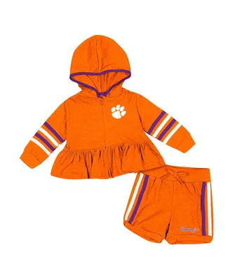 Girls Infant Colosseum Orange Clemson Tigers Spoonful Full-Zip Hoodie and Shorts Set