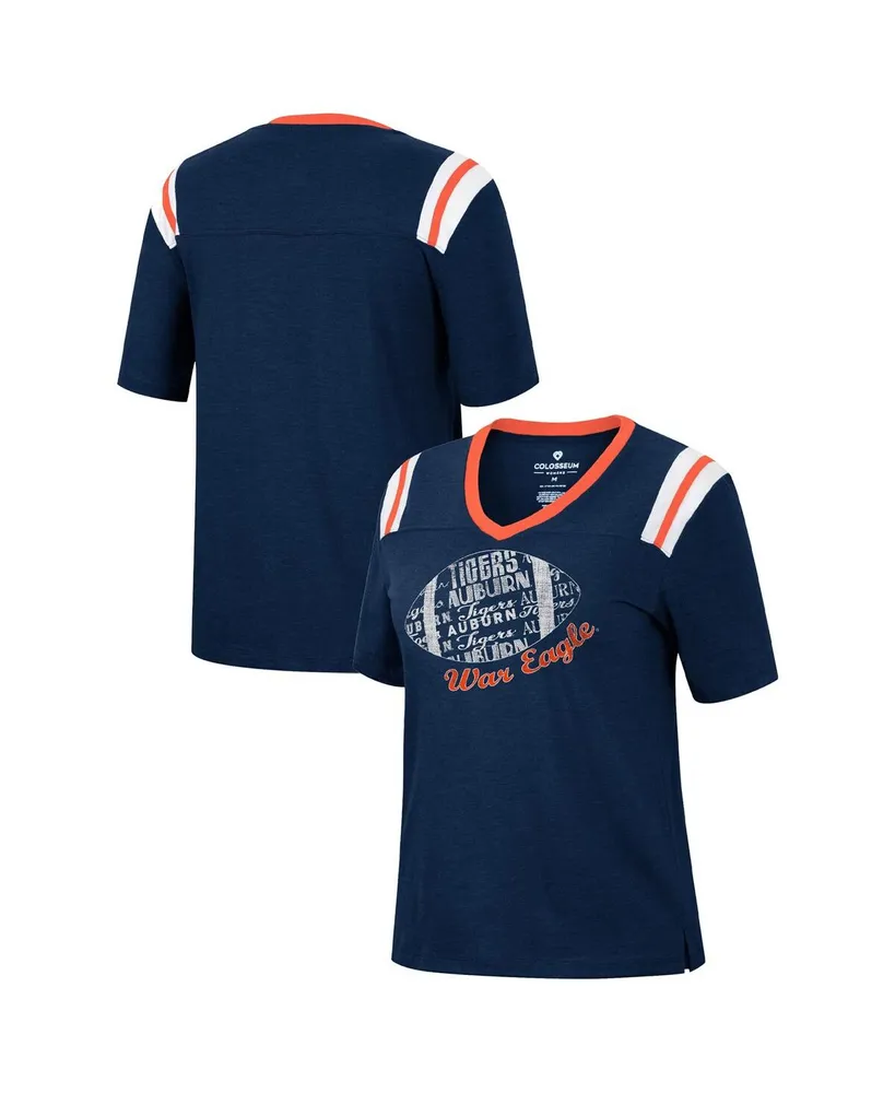 Women's Colosseum Heathered Navy Auburn Tigers 15 Min Early Football V-Neck T-shirt