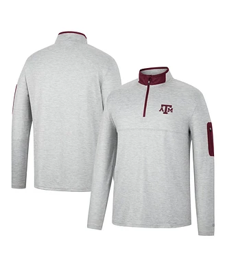 Men's Colosseum Heathered Gray, Maroon Texas A&M Aggies Country Club Windshirt Quarter-Zip Jacket