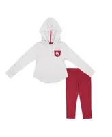 Toddler Girls Colosseum White, Crimson Oklahoma Sooners Most Delightful Way Long Sleeve Hoodie T-shirt and Leggings Set