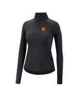 Women's Colosseum Black Clemson Tigers Core Quinn Raglan Quarter-Zip Top