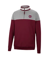 Men's Colosseum Heathered Gray, Maroon Texas A&M Aggies Be the Ball Quarter-Zip Top