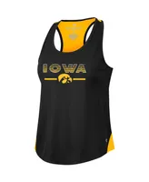 Women's Colosseum Black Iowa Hawkeyes Sachs 2-Hit Scoop Neck Racerback Tank Top