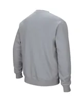 Men's Colosseum Heathered Gray Byu Cougars Team Arch & Logo Tackle Twill Pullover Sweatshirt