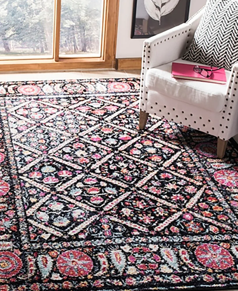 Safavieh Adirondack 203 Black and Fuchsia 6' x 6' Square Area Rug