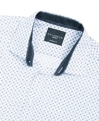 Men's Regular Fit Geo Print Wrinkle Free Performance Dress Shirt