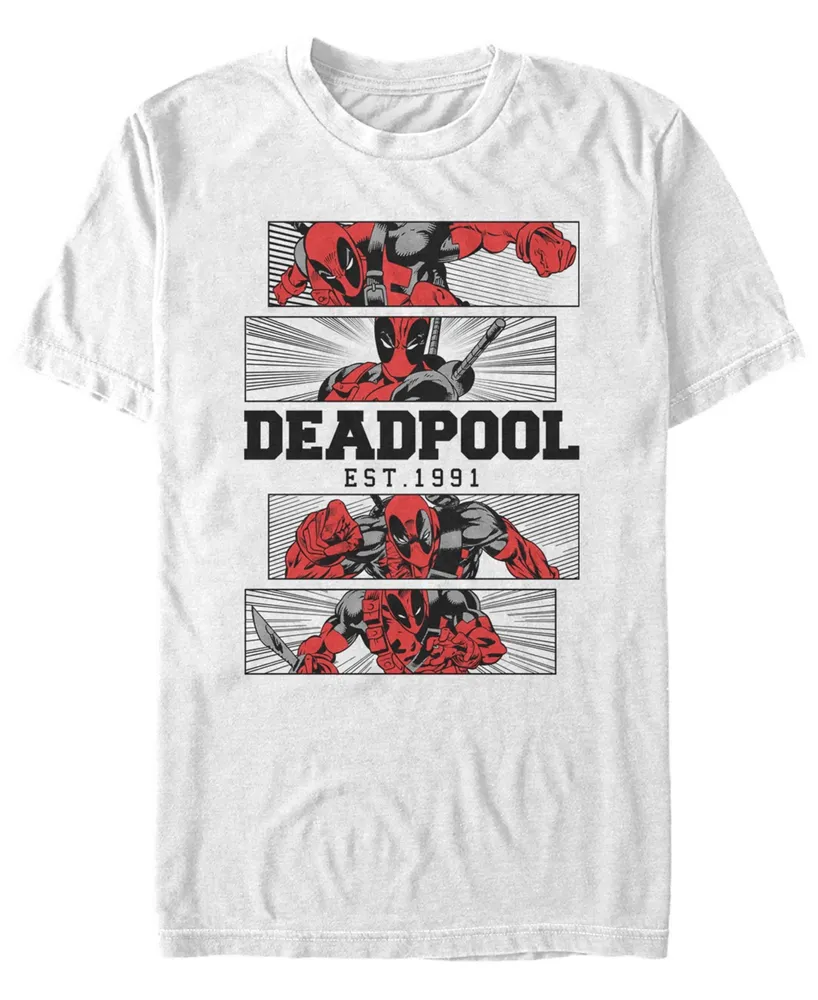 Fifth Sun Men's Deadpool 4 Panel 2 Tone Short Sleeve T-shirt