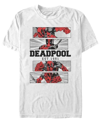 Fifth Sun Men's Deadpool 4 Panel 2 Tone Short Sleeve T-shirt