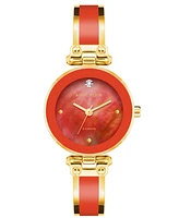 Anne Klein Women's Gold-Tone Alloy with Red Enamel Bangle Watch 34mm - Gold