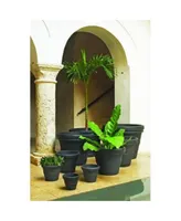 Crescent Garden Brunello Classic Rolled-Rim Plant Pot, 16" Caviar Black