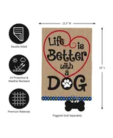 Evergreen Flag Life is Better with Dog Garden Burlap Flag