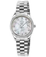 GV2 by Gevril Women's Naples Swiss Quartz Diamond Silver-Tone Stainless Steel Bracelet Watch 32mm