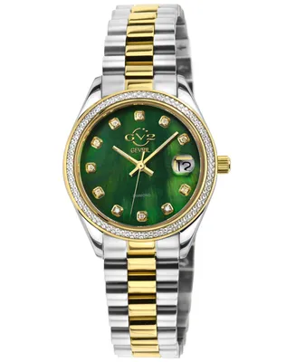 GV2 by Gevril Women's Naples Swiss Quartz Diamond Two-Toned Ss Ipyg Stainless Steel Bracelet Watch 32mm