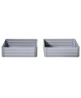 Set of 2 Raised Garden Bed Galvanized Steel Planter Boxes Easy Setup