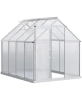 Outsunny 8' x 6' Polycarbonate Walk-in Garden Greenhouse Kit Silver