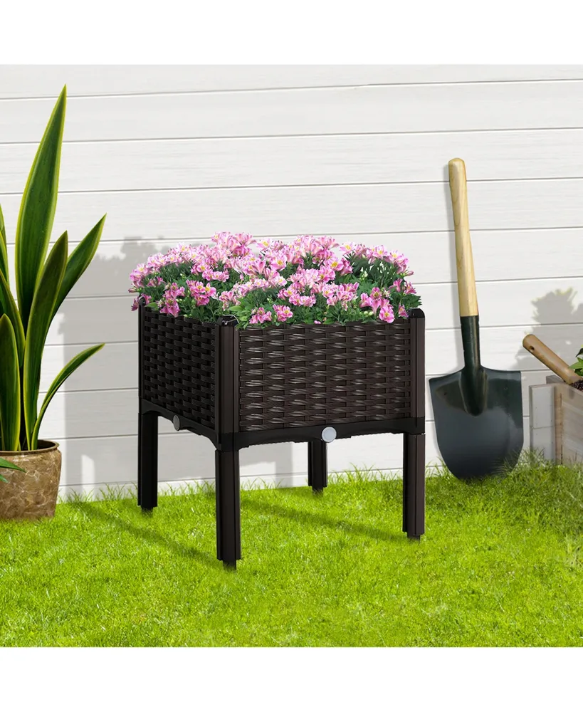 Outsunny Raised Flower Bed Vegetable Herb Planter Lightweight