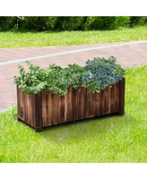 47" Wooden Rectangular Garden Flower Bed Plants Box Backyard Grow