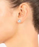 Macy's Round Crystal Stud Earrings (1 ct. t.w.) in Fine Silver Plated Brass