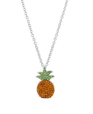 Macy's Yellow and Green Crystal Pineapple Necklace (17/25 ct. t.w.) in Fine Silver Plated Brass
