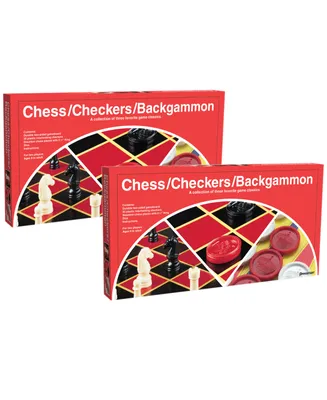 Pressman Toy Chess, Checkers, Backgammon Board Game, Pack of 2