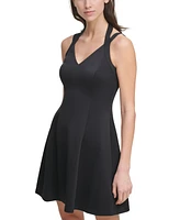 Guess Women's Sleeveless Embossed Scuba Fit & Flare Dress