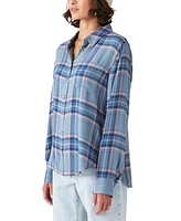 Lucky Brand Women's Plaid Button-Down Boyfriend Shirt