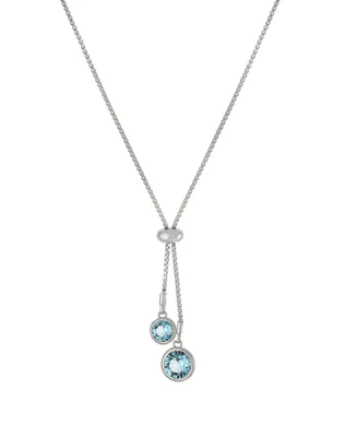 Macy's Crystal 30" Adjustable Box Chain Necklace (13/50 ct. t.w.) Fine Silver Plated Brass