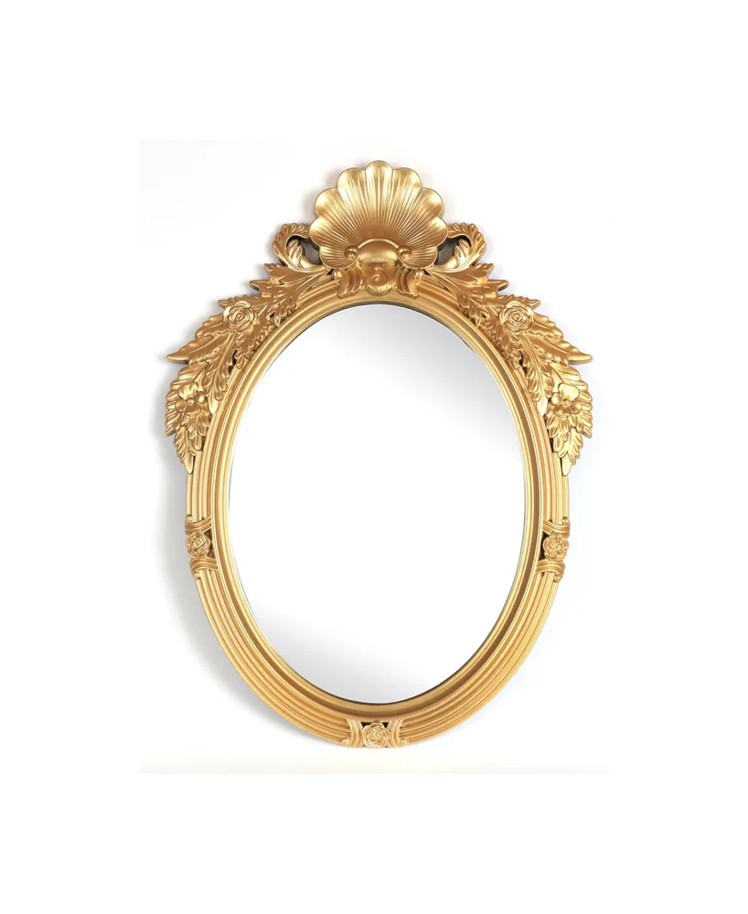 Oval Antique-Like Metal Framed Wall Mirror, 35" x 26"