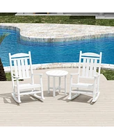 WestinTrends 3 Piece Outdoor Porch Rocking Chairs with Round Side Table Set
