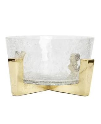 Classic Touch Hammered Glass Bowl on Block Base